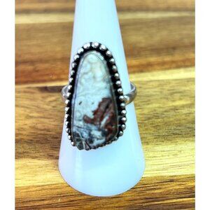 Jasper stone .925 sterling silver band, size 8